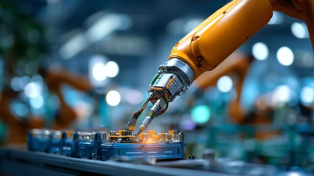 Charging port installation on battery module robotic precision work EV connectivity manufacturing electrical connector assembly automated production factory workstation