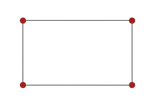 A simple black rectangle with four red corner points, isolated on white background