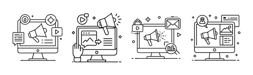 Digital marketing, online advertising, and promotion concepts