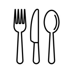 Classic set of cutlery including a fork, knife, and spoon, essential utensils for dining, isolated on