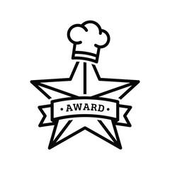 Chef award star icon, representing culinary excellence, restaurant recognition, and food industry achievement