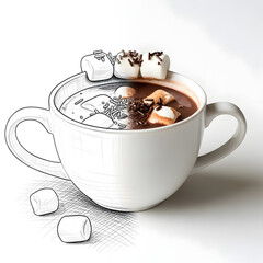Half Sketch Half Realistic Hot Chocolate Mug