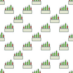Trading Analysis Candlestick Chart vector Candle Graph colored seamless pattern