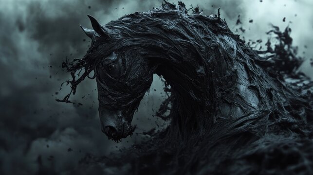 Dark horse silhouette dramatic scene - Powered by Adobe