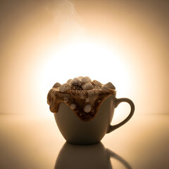 Overflowing Hot Chocolate Mug with Marshmallows in Warm Light