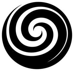 Naklejka premium Abstract Black and White Swirl Pattern Circular Design Element Isolated
