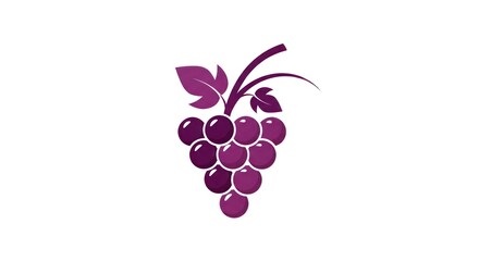 Isolated purple grape cluster with leaves on white background