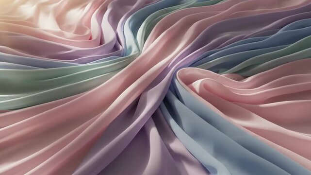 Flowing pastel colored abstract waves of soft material