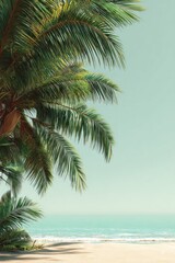 Obraz premium Tropical Beach Paradise with Palm Trees and Turquoise Water.