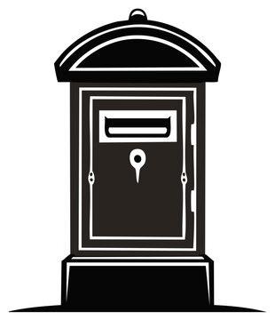 Elegant vintage pillar post box icon vector for classic postal mail delivery communication.