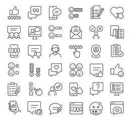 Set of collection line icons related Feedback. Editable stroke. Perfect pixel on transparent background