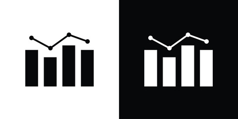 Analytics icon in glyph shilhouette black and white colors