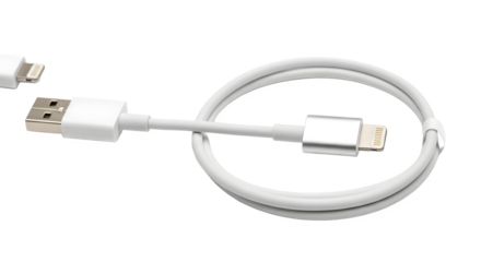 White usb to lightning cable for charging and data transfer