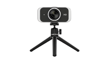 High definition webcam on a tripod for video conferencing and streaming use