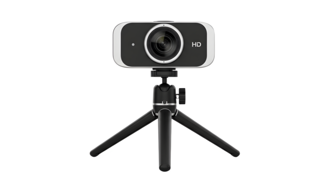 High definition webcam on a tripod for video conferencing and streaming use