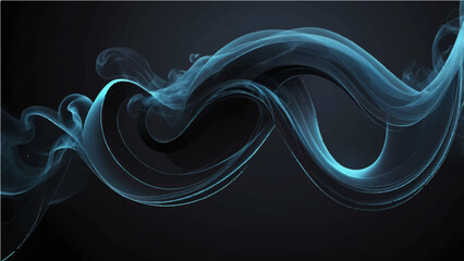 Abstract blue smoke swirl design with fractal light lines and flowing waves motion effect