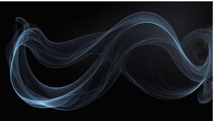 Abstract fractal smoke waves of blue light and energy flow on a black texture backdrop