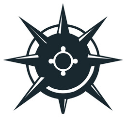 Obraz premium Abstract Eight Point Star Symbol with Inner Circle Graphic Element Dark Blue Icon