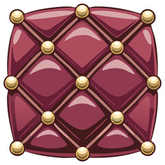 Obraz premium Quilted Deep Red Upholstery Surface with Gold Studs