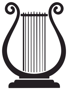 Classic lyre musical instrument silhouette with strings