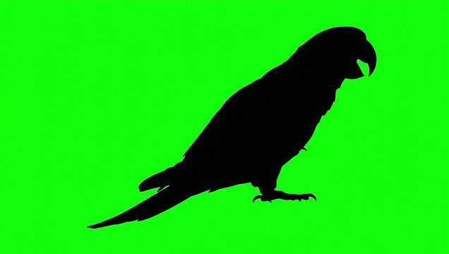 Green Screen Parrot Silhouette Sitting Bird Animal Video for Chroma Key Wildlife Footage and VFX Editing