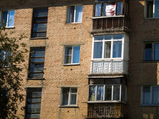 Soviet apartment building. Apartment block. Soviet architecture. Ust-Kamenogorsk (kazakhstan)