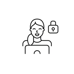 Ac unit and lock. Controlled access cooling, smart climate security. Pixel perfect, editable stroke vector icon