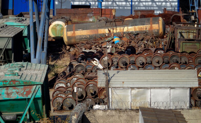 Old railway depot and repair shop. Trains. Railway. Ust-Kamenogorsk (kazakhstan)