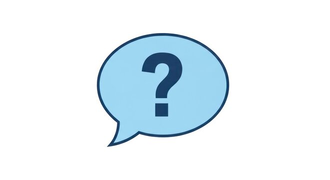 Blue speech bubble with a question mark on a white background - Powered by Adobe