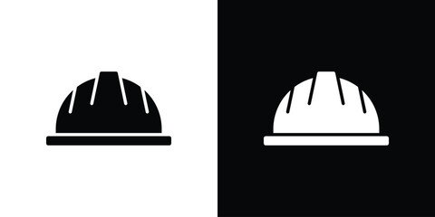 Fototapeta premium Construction safety helmet icon in glyph shilhouette black and white colors