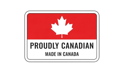 Distinctive graphic emblem indicating product origin and national pride from Canada with a maple leaf symbol