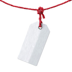 Vector illustration of a blank price tag on a string isolated on a solid color background
