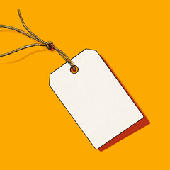 Vector illustration of a blank price tag on a string isolated on a solid color background