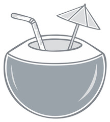 Coconut Drink with Straw and Umbrella Symbolizes Vacation and Relaxation