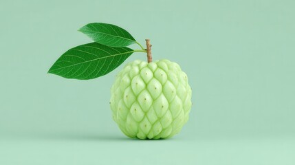 Fototapeta premium A green apple with a leaf on top