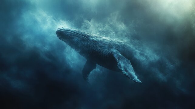 Underwater scene whale swimming