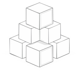 Fototapeta premium Stack of white cubes balanced in a pyramid shape