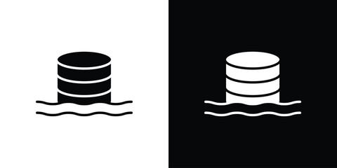 Data lake icon in glyph shilhouette black and white colors