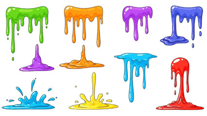 Colorful Slime Drips and Splashes Creative Vector Graphics for Design Projects