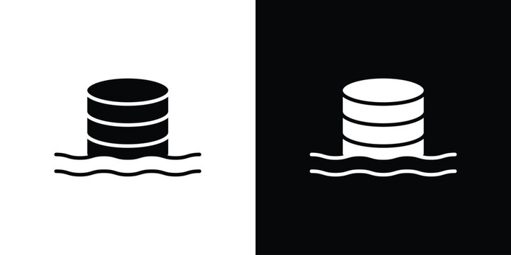 Data lake icon in glyph shilhouette black and white colors