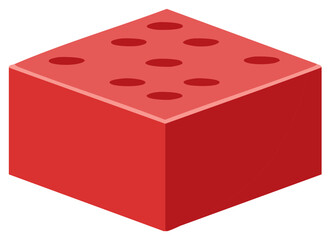 Obraz premium Red construction block or cancellous bone cube in isometric view