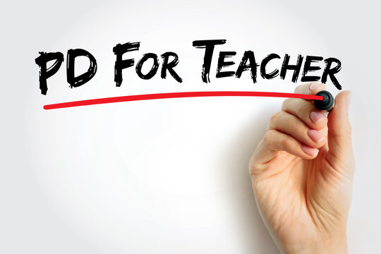 PD For Teacher handwritten with red underline, concept image representing professional development for educators, skill enhancement, and AI-driven learning and teaching solutions