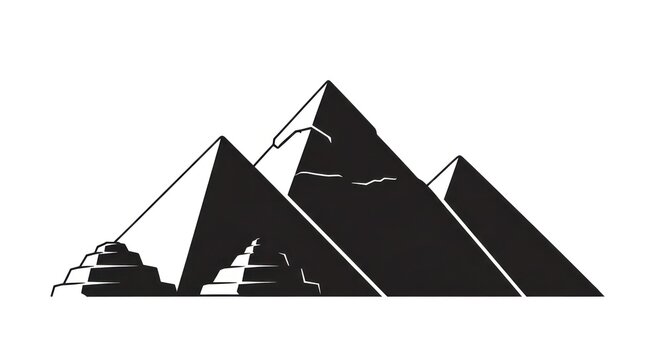 Stylized illustration of three pyramids against white background
