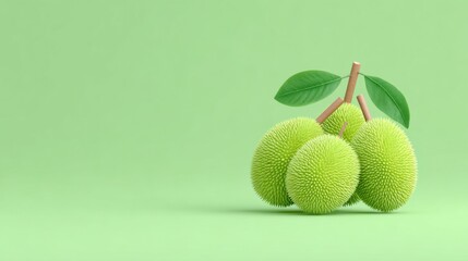 A bunch of green fruit with a leaf on top