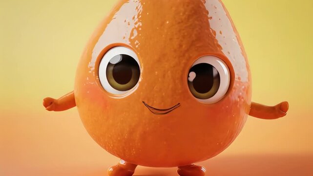 Cute animated orange character waving hello