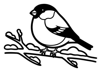 Winter Songbird on Snowy Branch Illustration for Christmas Season