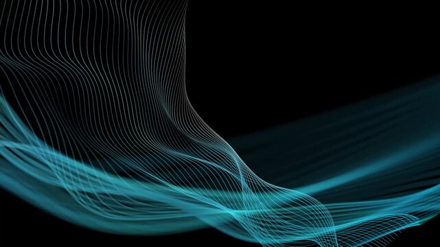 Abstract lines wavy and light on dark background