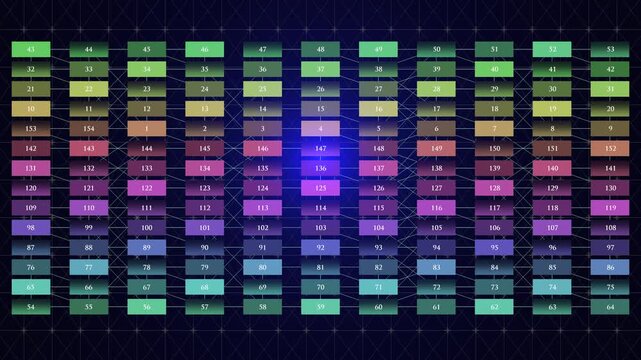 Vivid interface pattern simulates DNA analysis numerical digital data