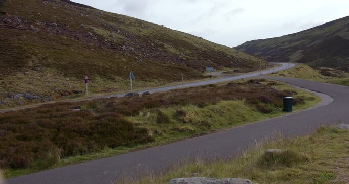 wide shot Looking up the A93 old military Rd at Devil&rsquo;s Elbow Viewpoint, Blairgowrie,