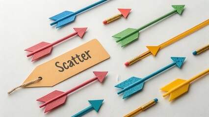 Colorful Arrows Pointing in Random Directions on a White Surface